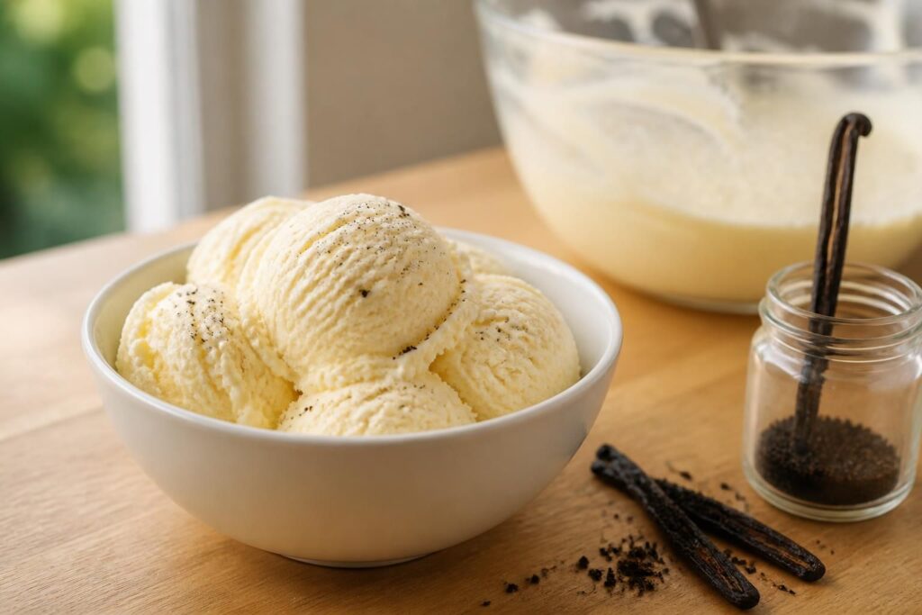 découvrez notre recette simple et gourmande de crème glacée vanille maison sans sorbetière, idéale pour se régaler facilement à la maison avec un dessert frais et savoureux.