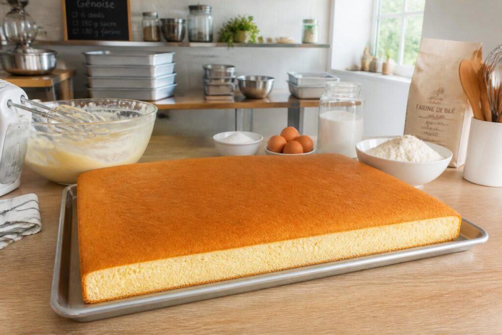 découvrez notre recette simple et rapide de génoise rectangulaire parfaite pour réaliser de grandes quantités, idéale pour vos fêtes et événements.