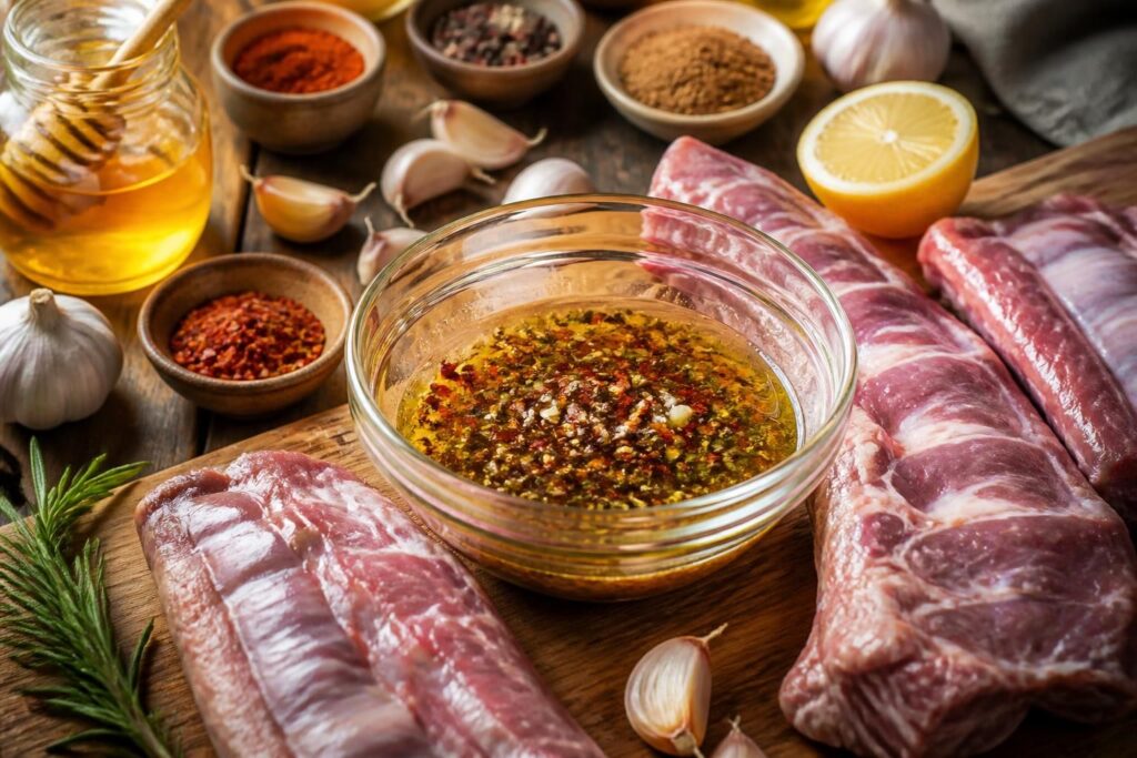 découvrez une délicieuse recette de marinade pour côtes de porc au barbecue, alliant miel et épices pour des saveurs sucrées et relevées qui sublimeront vos grillades.