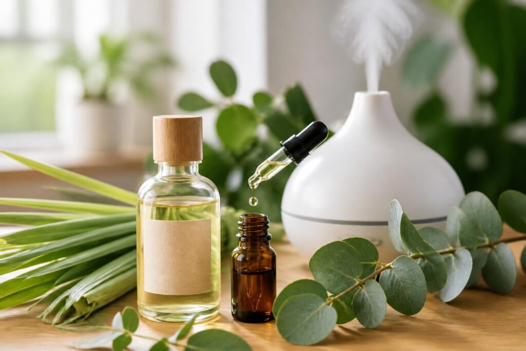découvrez une recette naturelle anti-moustique à base d'huiles essentielles de citronnelle et d'eucalyptus à diffuser pour protéger votre intérieur efficacement.