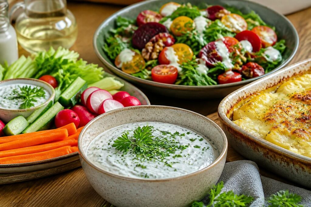 découvrez des idées savoureuses pour sublimer vos apéritifs, salades et plats chauds avec du fromage blanc et des sauces gourmandes.