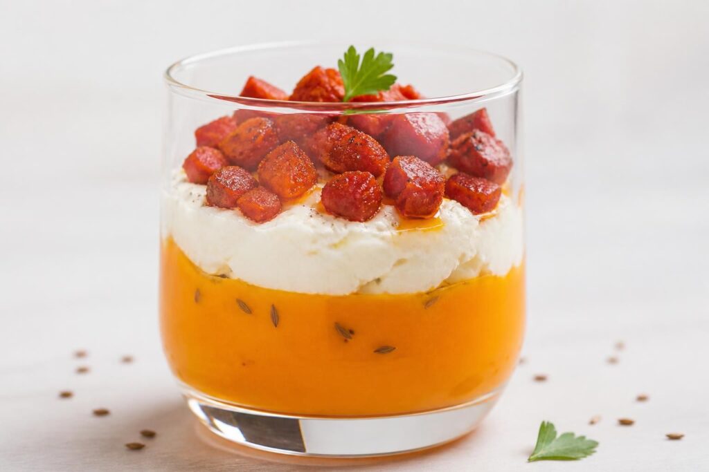 découvrez des recettes originales de verrines de carotte, alliant cumin, fromage frais et chorizo pour des saveurs délicieuses et surprenantes.