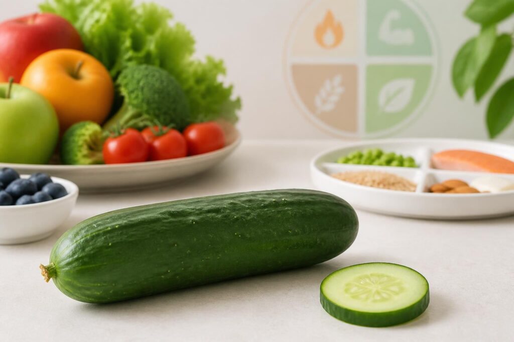 découvrez les calories et la valeur nutritive du concombre pour 100 g, entier, ainsi qu'une comparaison avec d'autres aliments pour mieux gérer votre alimentation.