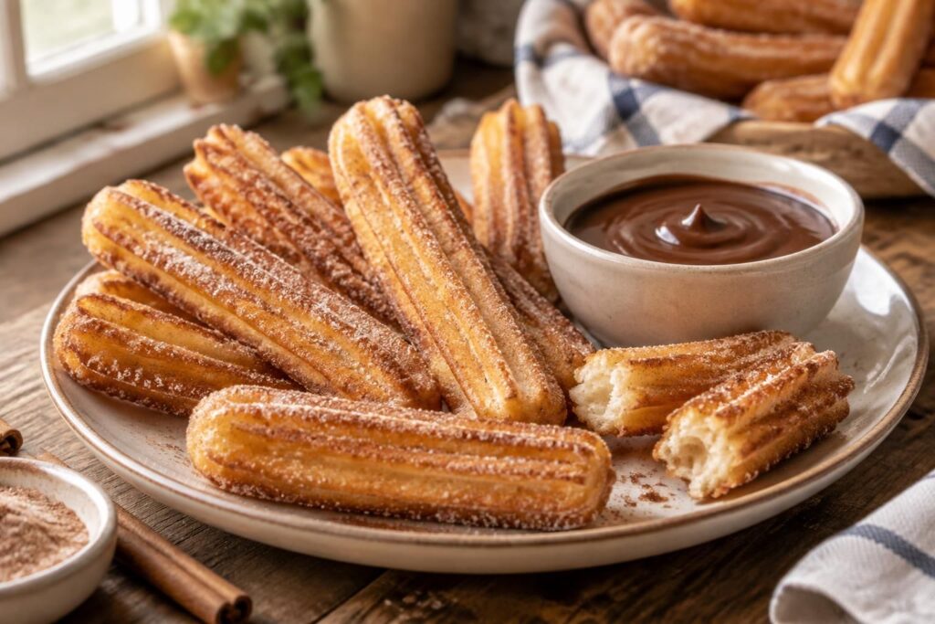 découvrez une recette facile de churros maison : préparez de délicieux churros dorés et croustillants, à savourer avec du sucre ou une sauce au chocolat.