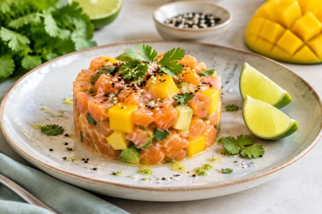 découvrez des recettes de tartare de saumon à la mangue, fraîches et originales, avec des idées simples pour une entrée pleine de saveurs.